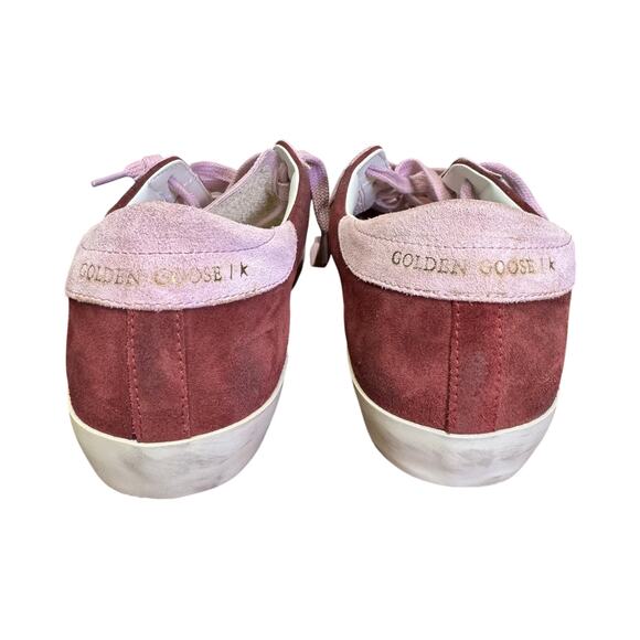 Golden Goose Red Pink Superstar Bicolor Suede Low Top Lace Up Sneakers Womens 9 - Picture 5 of 10